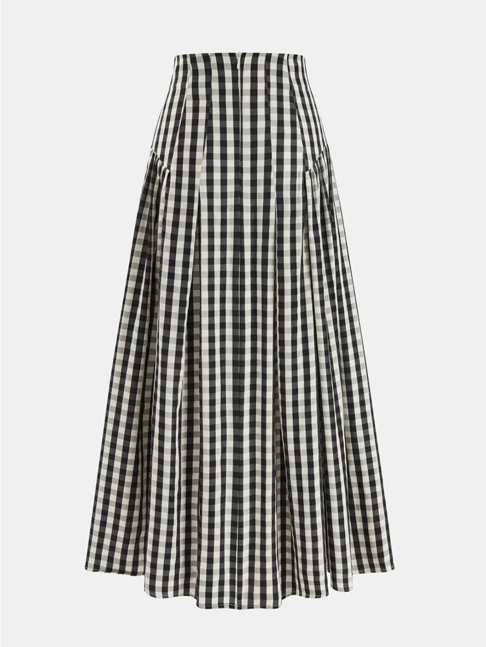 Commense Gingham High-Waisted Pleated Midi Skirt Size Large NWT